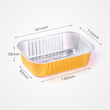Gold Foil Box Takeout Box Disposable Rectangular Barbecue Aluminum Foil Container 475ml