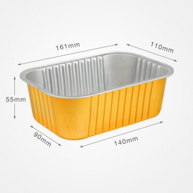 Gold Foil Box Takeout Box Disposable Rectangular Barbecue Aluminum Foil Container 680ml