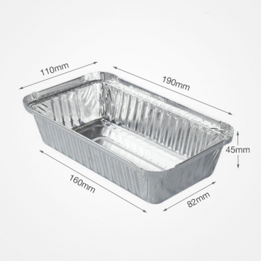 500ml Takeout Rectangle Aluminum Foil Food Container Oblong Aluminum Dinner Box with Lids